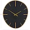 21" x 24" Black Wooden Wavy Decorative Wall Clock with Gold Hands and Markers